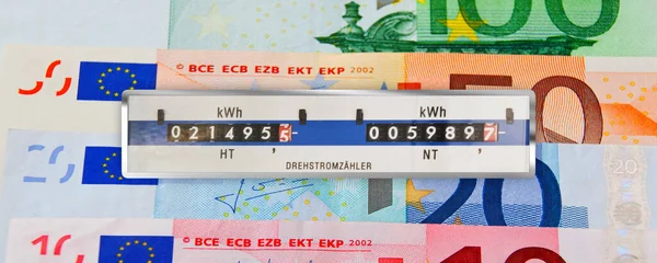 Stromzaehler Mit Euro Banknoten Konzept Abstrakt — Photo