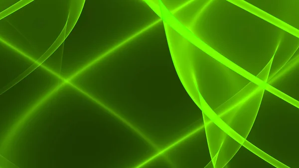 Abstraktní Pozadí Zelené Světlo Tmavě Černé Neonové Vlny Linie — Stock fotografie