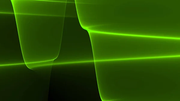 Astratto Sfondo Luce Verde Scuro Nero Neon Onde Linee — Foto Stock