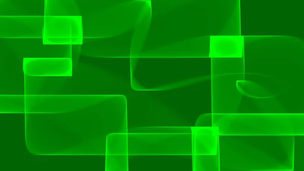 Abstract Achtergrond Groen Licht Donker Zwart Neon Kubussen Golven Lijnen — Stockfoto