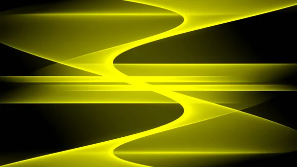 Abstract Achtergrond Geel Goud Licht Donker Zwart Neon Golven Lijnen — Stockfoto