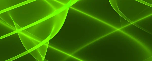 Abstract Background Green Light Dark Black Neon Waves Lines Banner — Stock Photo, Image