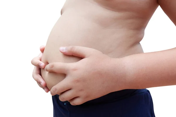 Obese Asian Boy White Background — Stock Photo, Image