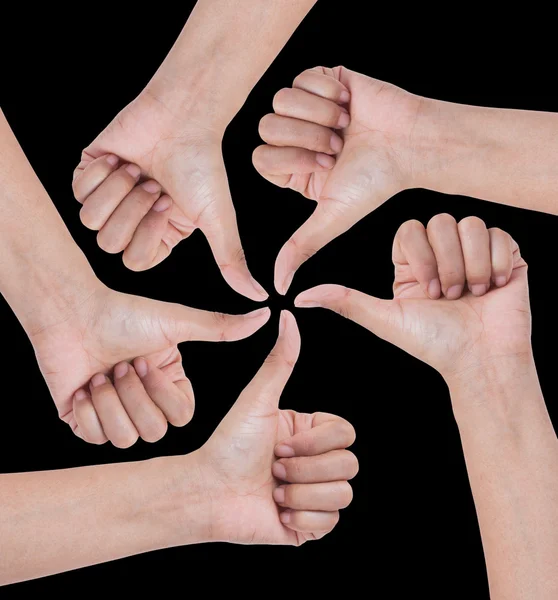 Hands in a circle with thumbs up sign — Stock Photo, Image