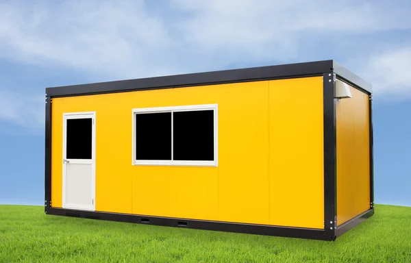 Gele container office Stockafbeelding