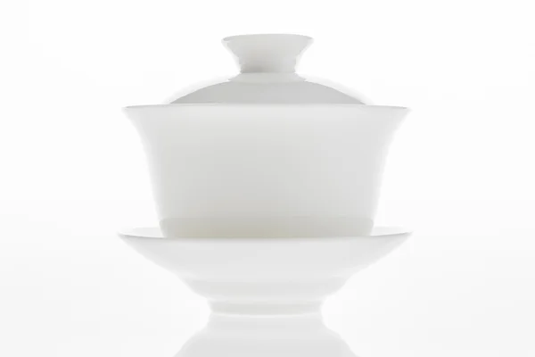 お茶セット。白い gaiwan. — ストック写真