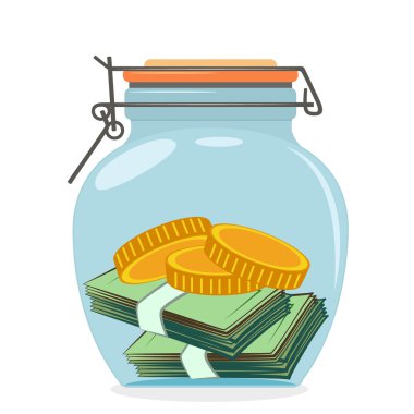 Glass jar with money clipart