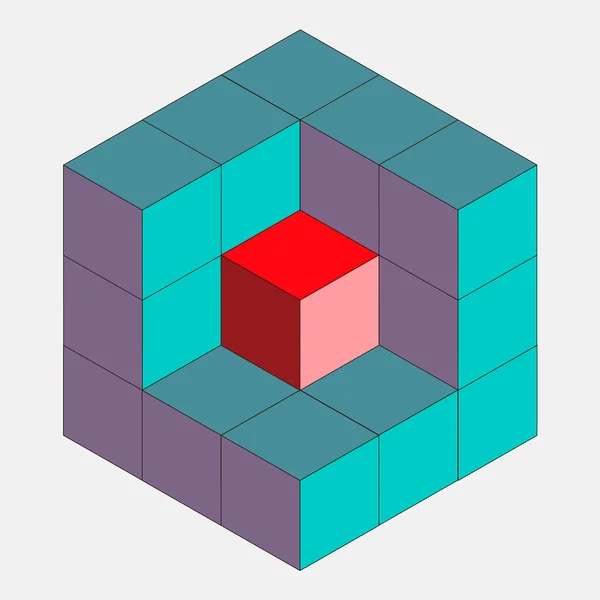 Cubo em um corte — Vetor de Stock