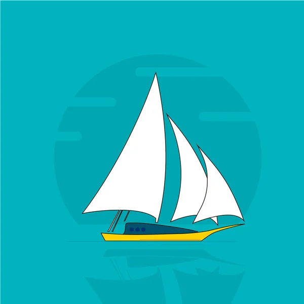 Sailing yacht in the background of the sea — Stock Vector