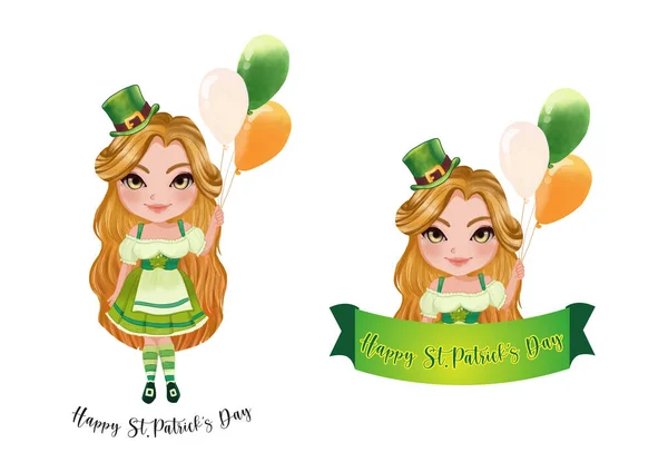 아일랜드 의상을 패트릭의 패트릭의 Collection Saint Patricks Day Banner Design — 스톡 벡터