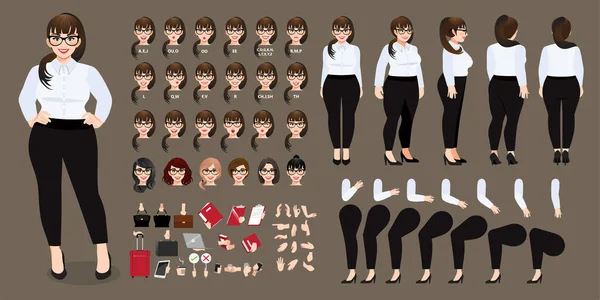 Personaje Dibujos Animados Mujer Negocios Tamaño Grande Conjunto Creación Camisa — Archivo Imágenes Vectoriales