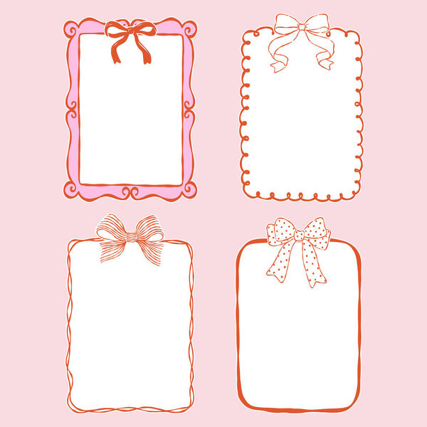 Christmas Frames Collection Vector, Whimsical Christmas Border Doodle, Cute Hand Drawn Borders Design Vector