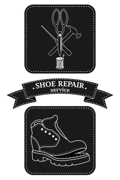 Послуги Ремонту Обслуговування Взуття Векторне Зображення Логотипу Модна Концепція Старовинному — стоковий вектор