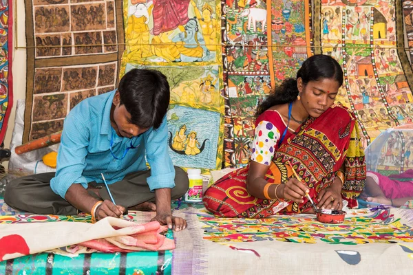 Artist couple at work — Stock Photo, Image