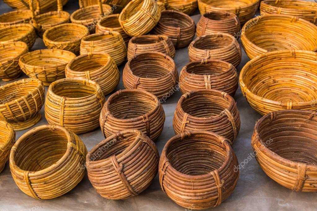 Cane baskets of different sizes and shapes — Stock Photo © neelsky