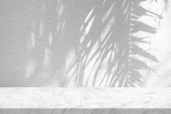 Marble Table with Coconut Leaves Shadow on Wall Doku Arkaplanı, Sunum Arkaplanı, Görüntü ve Mock için uygundur.
