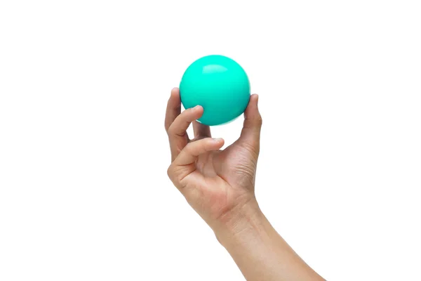 Mão segurando uma bola — Fotografia de Stock