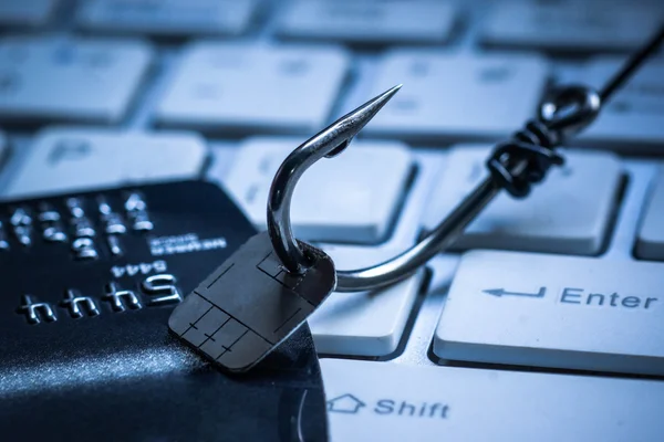 Tarjeta de crédito phishing ataque en chip de datos — Foto de Stock