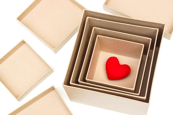 Kotak rahasia dengan hati merah — Stok Foto