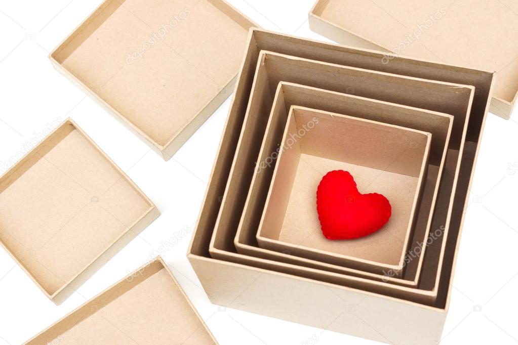 Secret box with a red heart