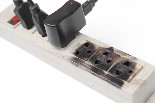 Surge protector caught on fire — Stock Photo, Image