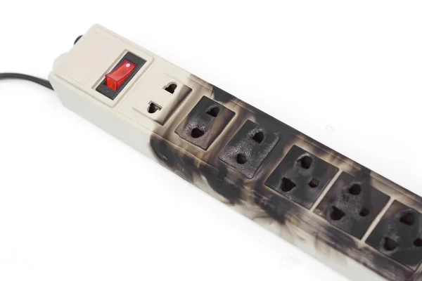 Surge protector caught on fire — Stock Photo, Image