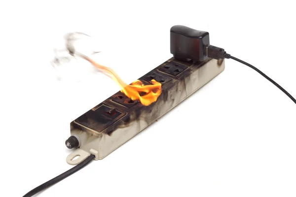 Surge protector caught on fire — Stock Photo, Image