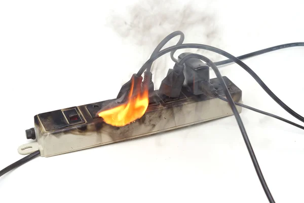 Surge protector caught on fire — Stock Photo, Image