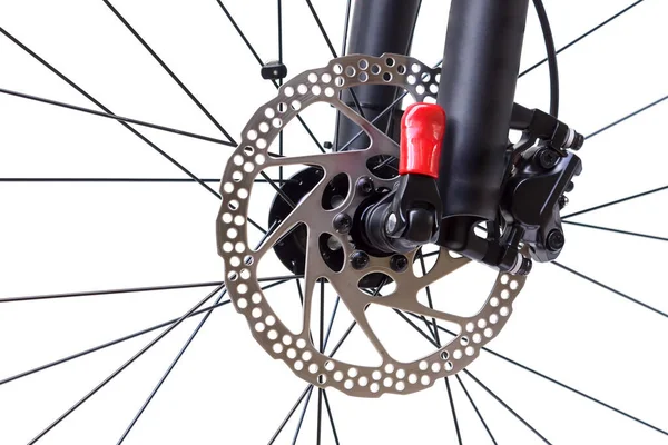 Scheibenbremse Vorne Für Mountainbike Isoliert Auf Weißem Hintergrund lizenzfreie Stockfotos