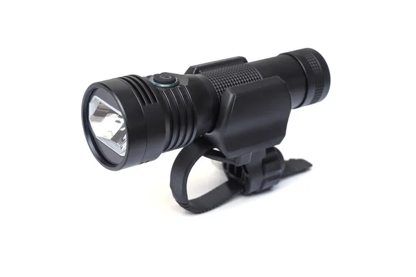 Fahrradlampe Für Nachtfahrten Isoliert Auf Weißem Hintergrund lizenzfreie Stockbilder