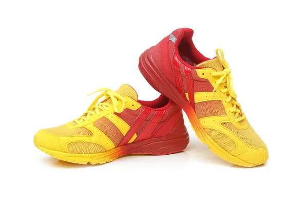 Zapatillas Running Con Colores Rojo Amarillo —  Fotos de Stock