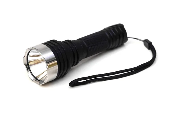 Eine Taschenlampe Zum Zelten Und Wandern Isoliert Auf Weißem Hintergrund Stockfoto