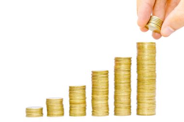 Altın sikke kazık için koyarak el