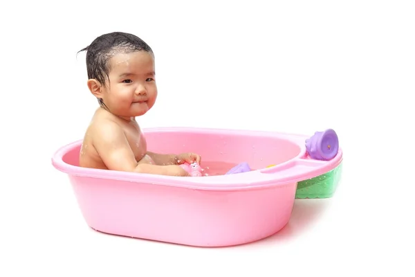 Asian baby take a bath — Stock Photo, Image