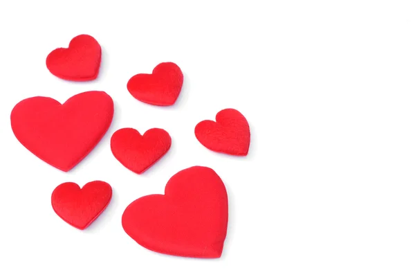 Red hearts on isolated background — Stock Photo, Image