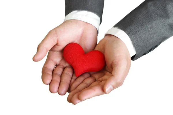 Omul de afaceri dă o inimă roșie — Fotografie, imagine de stoc