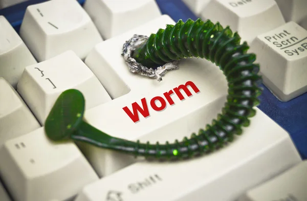 Computer worm aanvallende computer — Stockfoto