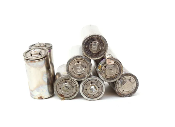 Old batteries on isolated background — Stock Photo, Image