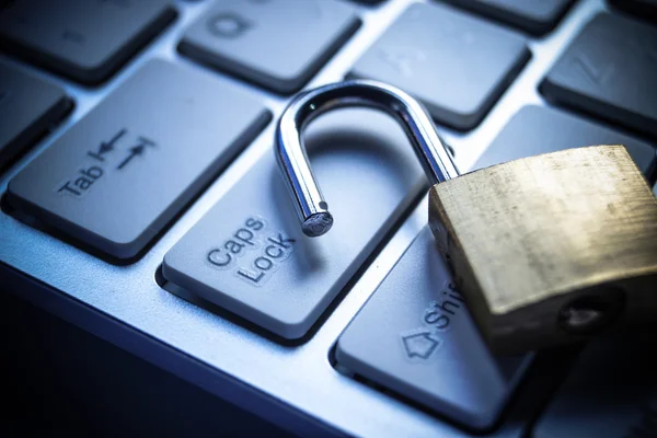 Security lock on computer keyboard — Stock Photo, Image