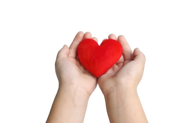 Dłoń trzymająca czerwone serce — Zdjęcie stockowe