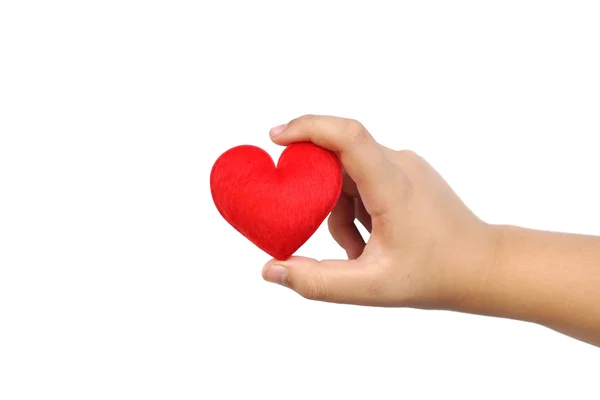 Dłoń trzymająca czerwone serce — Zdjęcie stockowe