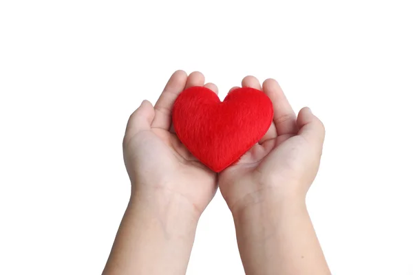 Hand hålla ett rött hjärta — Stockfoto