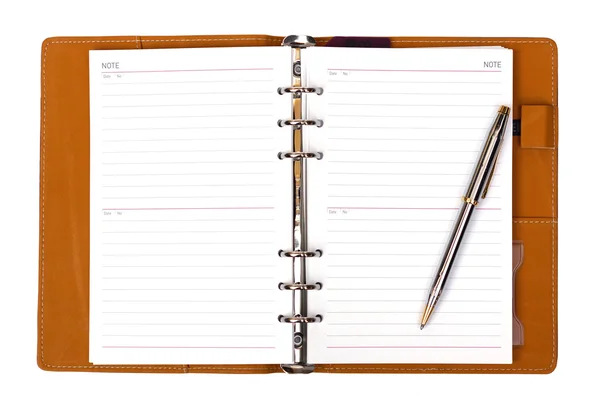 Open notebook with a pen — Stock Photo, Image