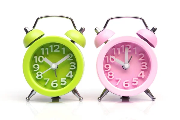 Green and pink alarm clock — Stock Photo, Image