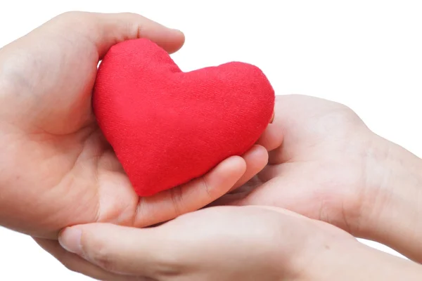 Hands and red heart — Stock Photo, Image