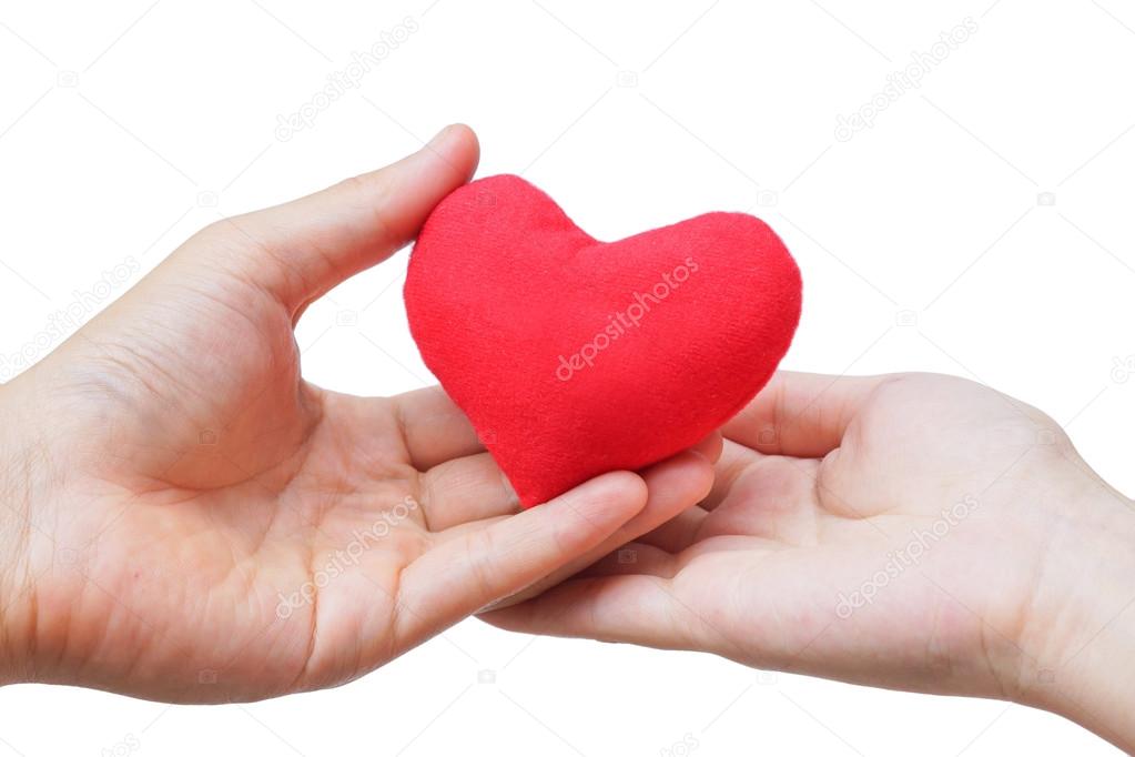 Hands and red heart