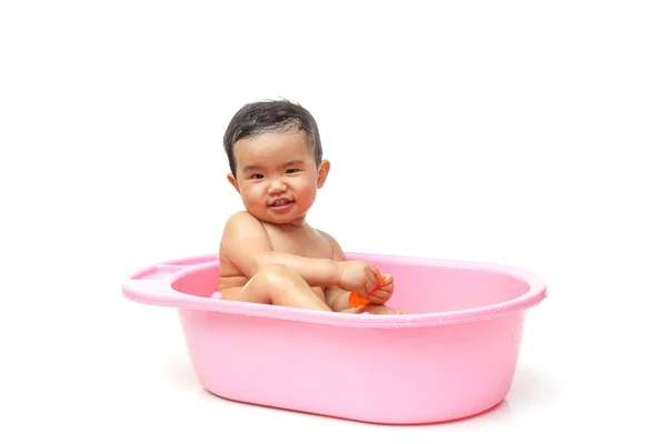 Bath for a young asian baby — Stock Photo, Image