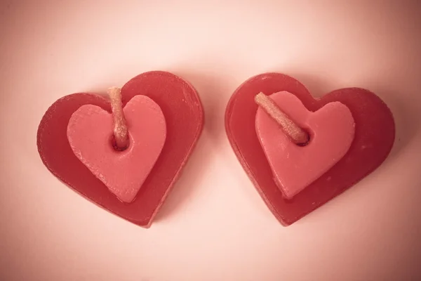 Two heart shape candles — Stock Photo, Image