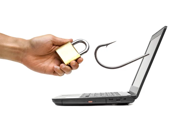 Hand holding a security lock — Stock Photo, Image