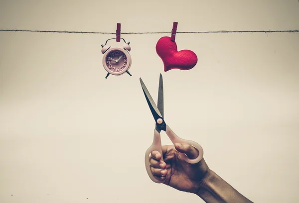 Rope with red heart — Stock Photo, Image